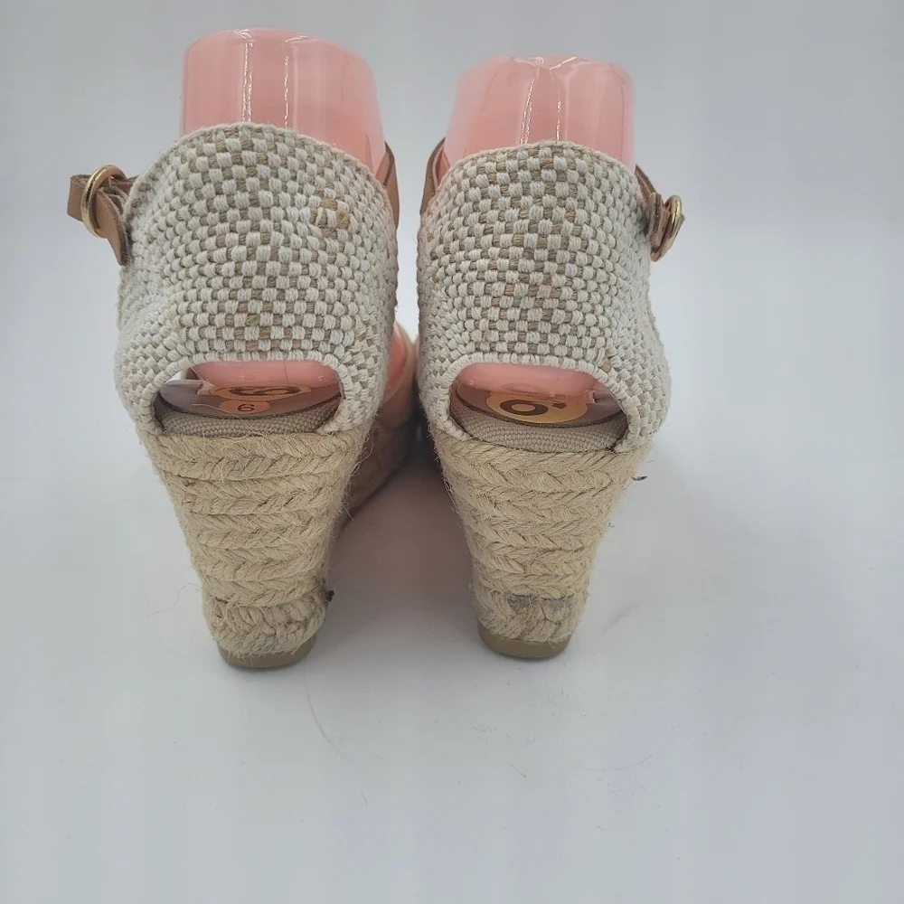 Kanna Laura espadrille wedge sandals suede and hemp size 9 new